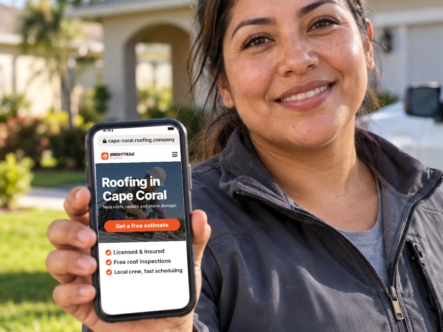 cape-coral.roofing.company open in a phone browser